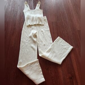 Lovers + Friends Cream Knit Jumpsuit